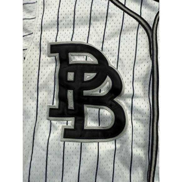 Playboy x Lids Pinstripe Baseball Jersey Sz L Gray Black Bunny Logo 00 Mens - Picture 5 of 10